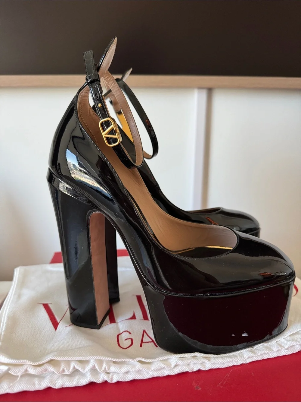 Valentino Garavani Black Patent Platform Pumps